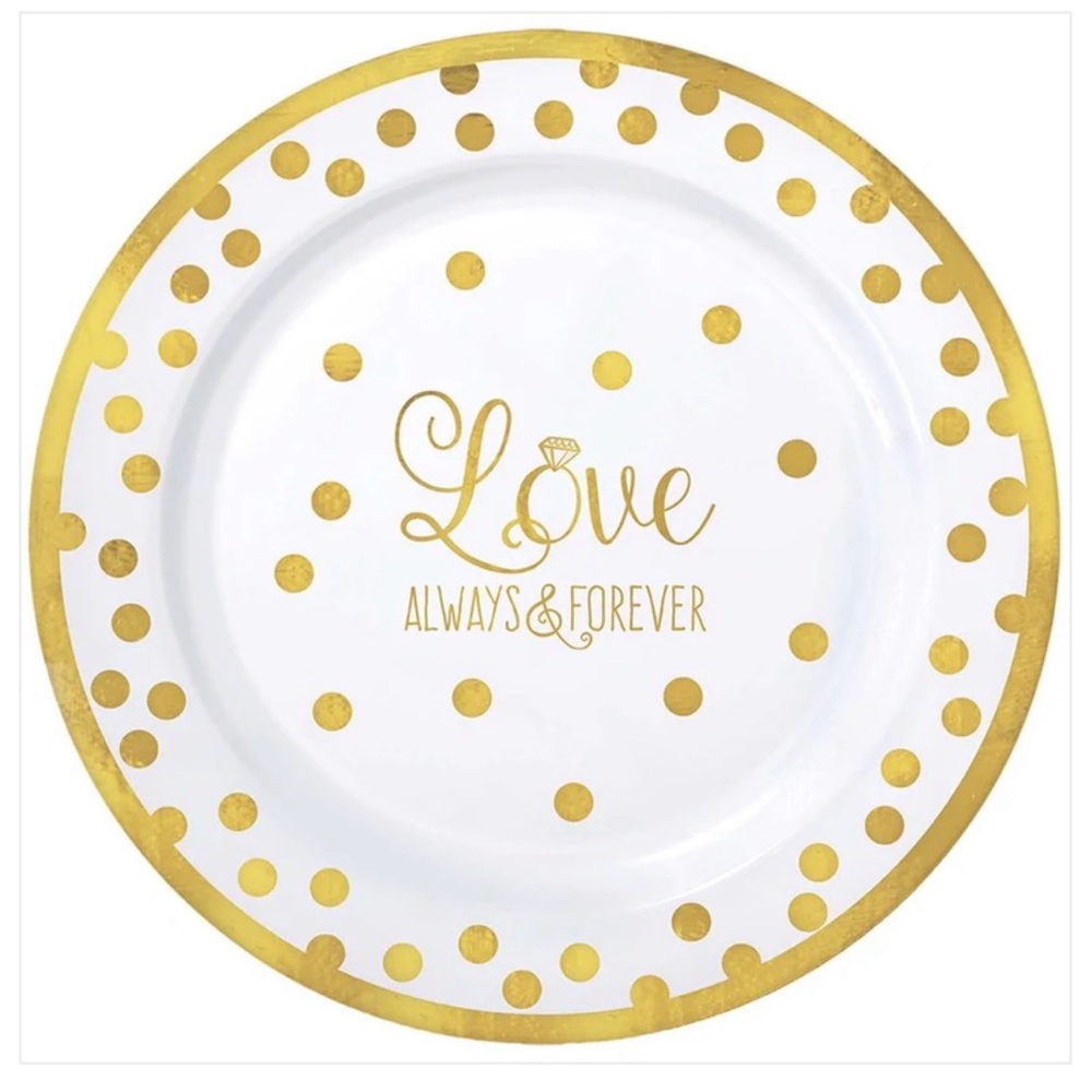 E899 Amscan Premium Quality Dinner Plates Love Wedding Shower